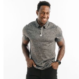 NEW Men's Charcoal Sport Ventilation Collar Polo